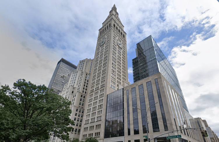 Metropolitan Life Tower, a unique clock tower in the corner of Madison Square Park, NYC