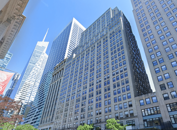 32-story office tower at 11 West 42nd Street, located in the Plaza District of Midtown Manhattan