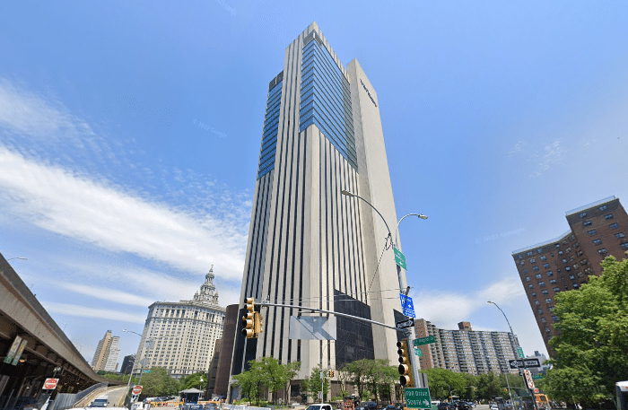 The Verizon Building at 375 Pearl Street, a Brutalist data center and office tower in NYC