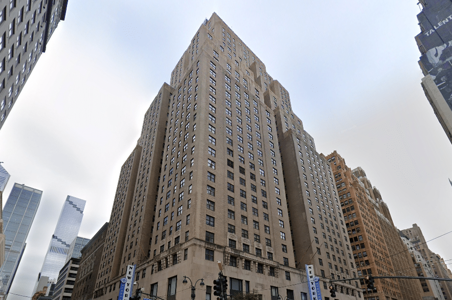 The Wyndham New Yorker Hotel, a classic Art Deco building at 481 Eighth Avenue, Manhattan