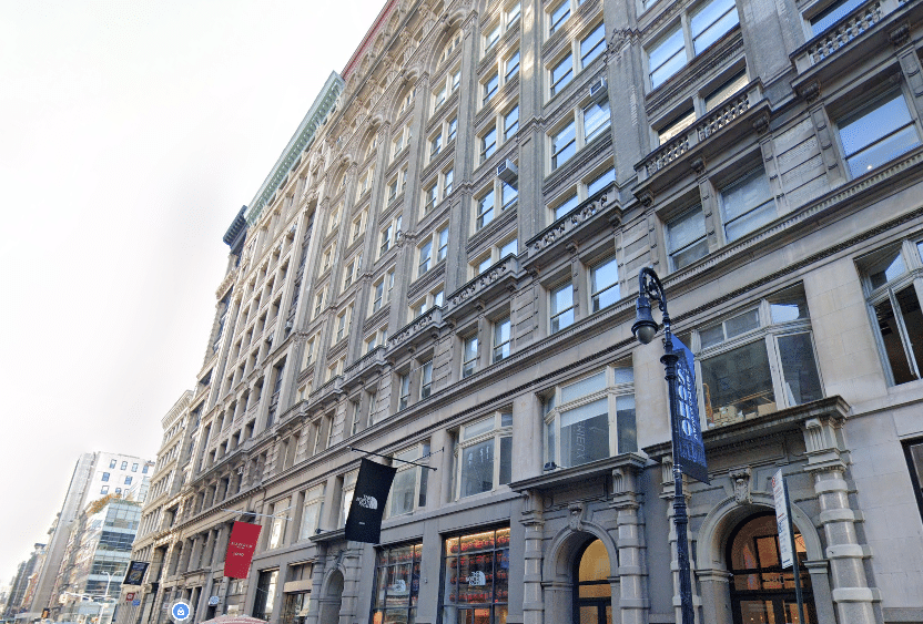 Office building at 580 Broadway providing loft-style office space in the Soho district of Manhattan