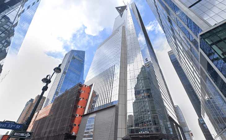 10 Hudson Yards, a 52-story office tower providing column-free office space in Midtown Manhattan