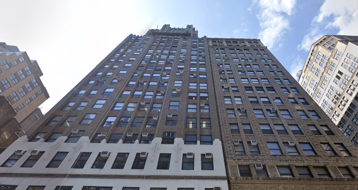 A 23-story office building at 545 Eighth Avenue offering commercial space in Midtown Manhattan