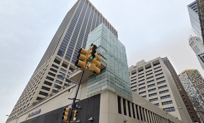 Office tower at 55 Water Street, located along the East River in Lower Manhattan, New York City