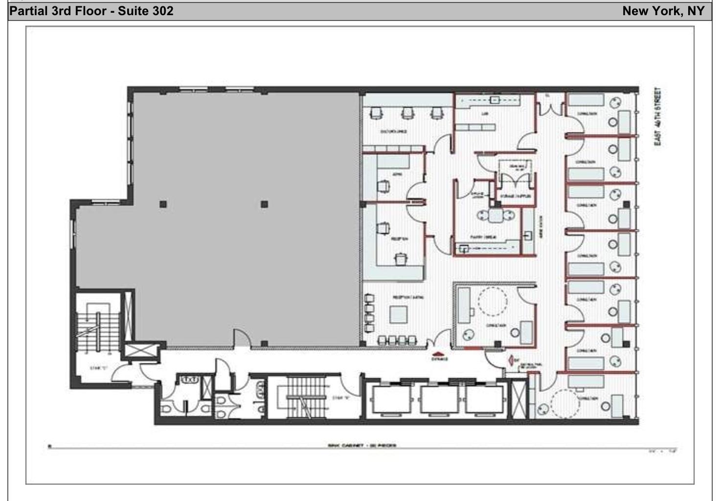 Floor plan of 20 East 46th Street medical office space, NYC