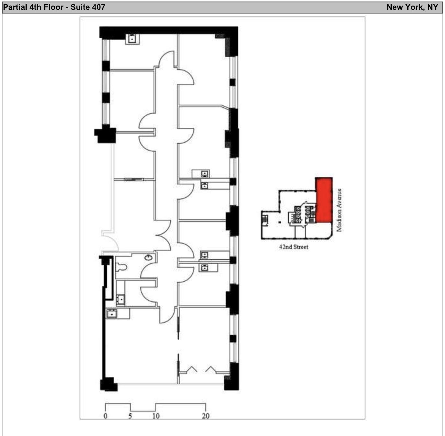 Floor plan of 315 Madison Avenue medical office space, NYC