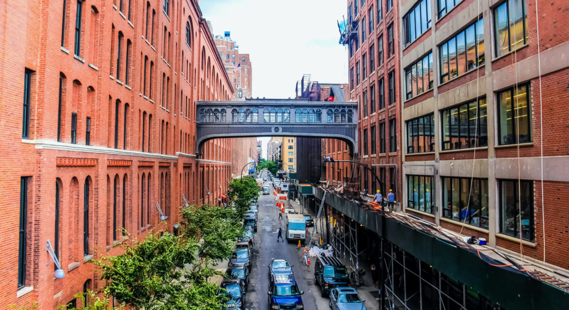 Building renovation along W 15th Street from The High Line, Meatpacking District, Lower Manhattan