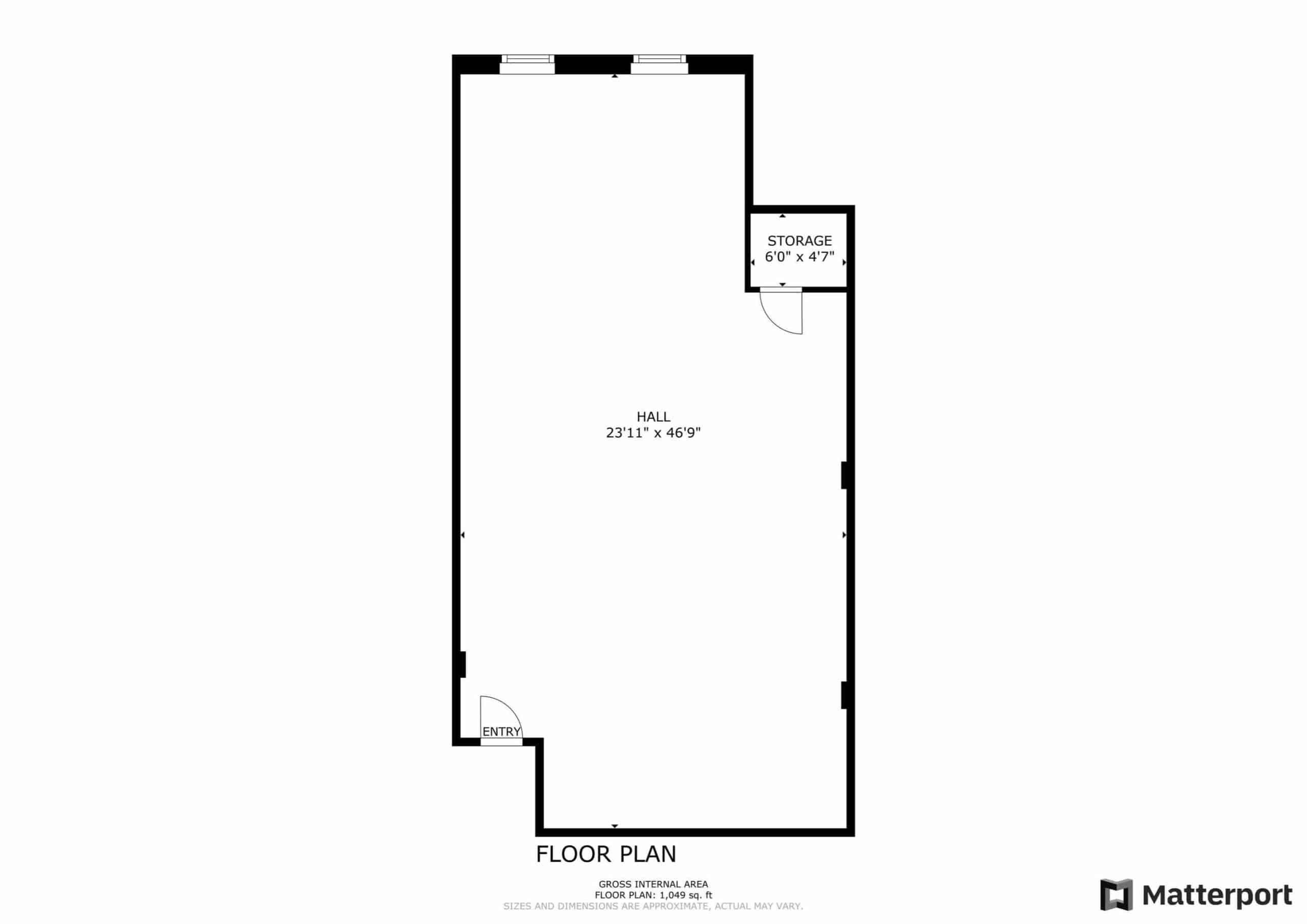 Black and white floor plan of Suite #509 at 37-39 West 14th St.