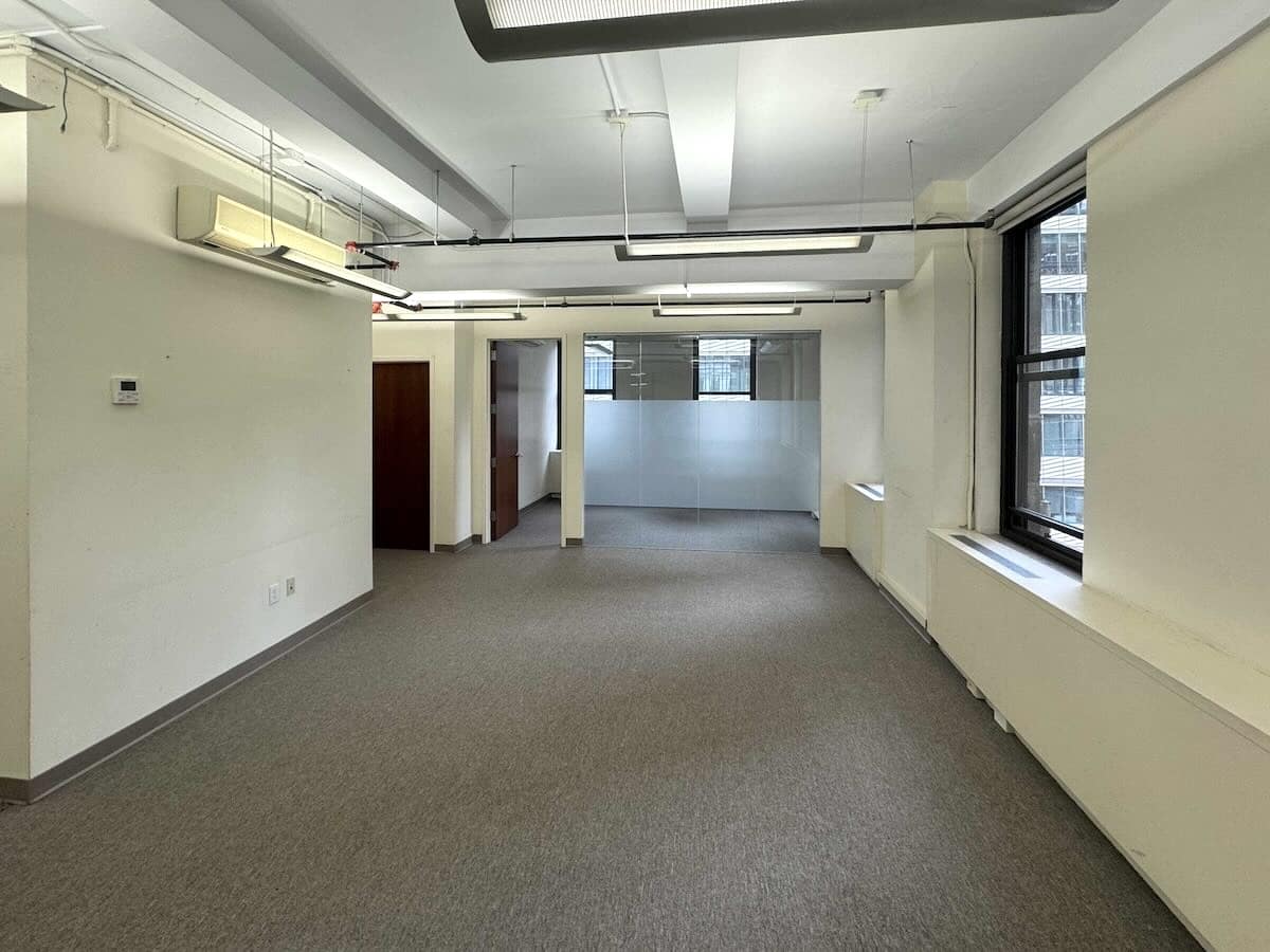 Office space on Madison Ave with modern design and large windows.